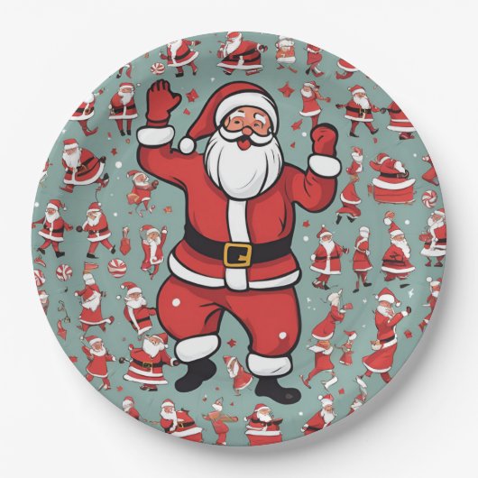 Santa und Elfen Pappteller (Vorderseite)