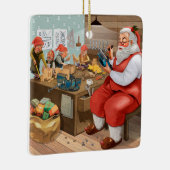 Santa und Elves machen Spielzeug | Weihnachten Keramikornament (Rechts)