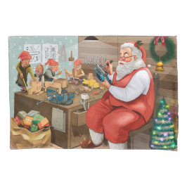 Santa und Elves machen Spielzeug | Weihnachten Kissenbezug