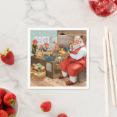 Santa und Elves machen Spielzeug | Weihnachten Serviette (Beispiel)
