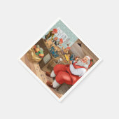 Santa und Elves machen Spielzeug | Weihnachten Serviette (Ecke)