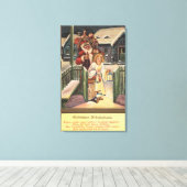 Santa und Engel mit Lattern Leinwanddruck (Insitu (Holzboden))