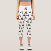 Santa und Frau Claus fahren mit einem Roller Capri Leggings (Vorderseite)