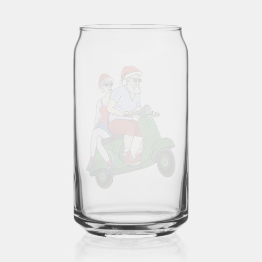 Santa und Frau Claus fahren mit einem Roller Dosenglas (Vorderseite)