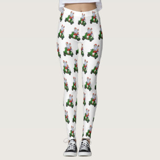 Santa und Frau Claus fahren mit einem Roller Leggings