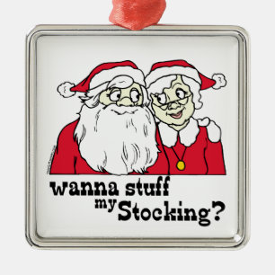 Santa und Frau Claus Silbernes Ornament