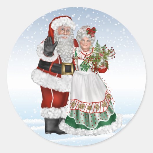 Santa und Frau Claus Sticker (Vorderseite)