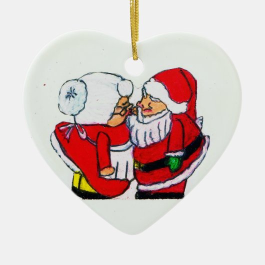 SANTA UND FRAU. CLAUSE CHRISTMAS KISS KERAMIKORNAMENT (Vorne)