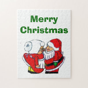 SANTA UND FRAU. KLAUSCHRISTMAS KISS-Rätsel Puzzle