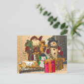 SANTA UND FREUNDE FEIERTAGSPOSTKARTE (Stehend Vorderseite)