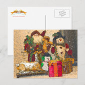 SANTA UND FREUNDE FEIERTAGSPOSTKARTE (Vorne/Hinten)