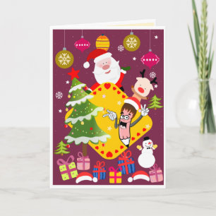 Santa und Geschenke Feiertagskarte