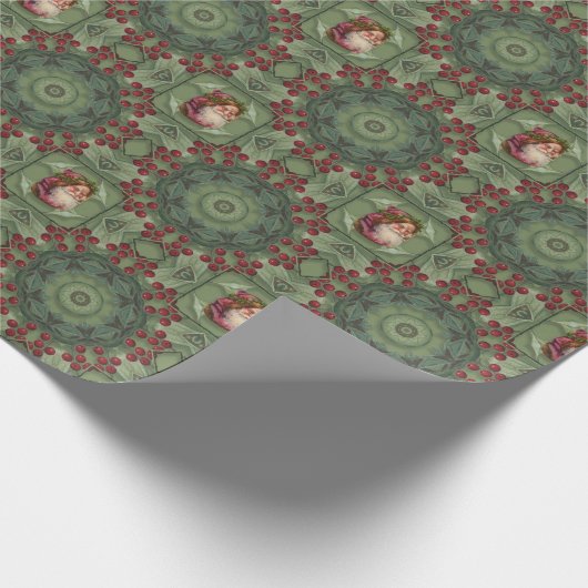 Santa und Holly Geschenkpapier (Ecke)