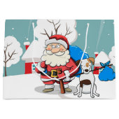 Santa und Hund Große Geschenktüte (Vorderseite)
