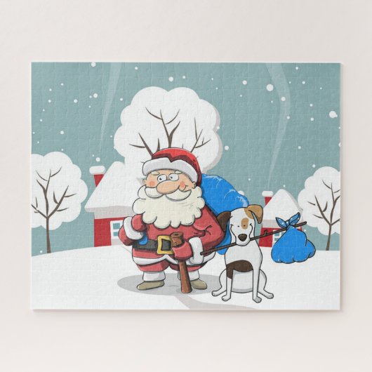 Santa und Hund Puzzle (Horizontal)