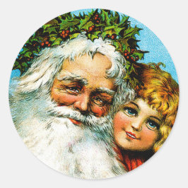 Santa und ich runder aufkleber