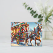 Santa und Irish Cob Pferd mit Antlern Postkarte (Stehend Vorderseite)