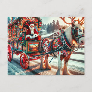 Santa und Irish Cob Pferd mit Antlern Postkarte
