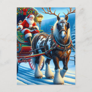 Santa und Irish Cob Pferd mit Antlern Postkarte