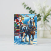 Santa und Irish Cob Pferd mit Antlern Postkarte (Stehend Vorderseite)