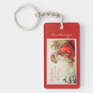 Santa und Junge Vintage Nostalgie Weihnachten Schlüsselanhänger