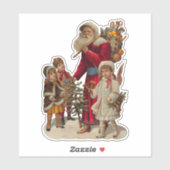 Santa und Kinder, Vintag, Aufkleber (Blatt)