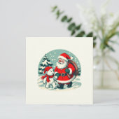 Santa und kleiner Eisbär Karte (Stehend Vorderseite)