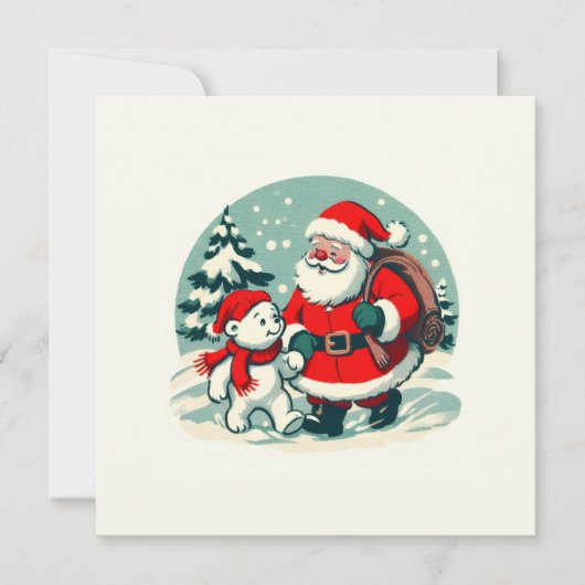 Santa und kleiner Eisbär Karte (Vorderseite)