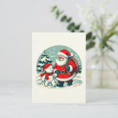 Santa und kleiner Eisbär Postkarte (Stehend Vorderseite)