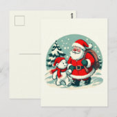 Santa und kleiner Eisbär Postkarte (Vorne/Hinten)