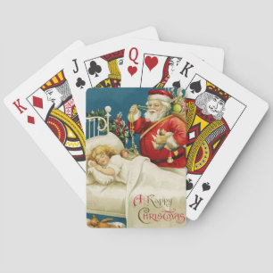 Santa und kleines schlafendes Mädchen Spielkarten