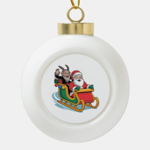 Santa und Krampus Evil Dunkle Weihnachtsfeiertage  Keramik Kugel-Ornament