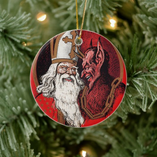 Santa und Krampus Keramik Ornament (Baum)