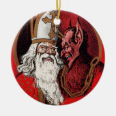 Santa und Krampus Keramik Ornament (Vorne)