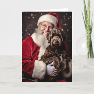 Santa und Labradoodle Feiertagskarte