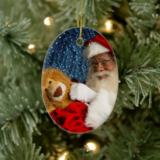 Santa und Leo der Löwe Keramik Ornament