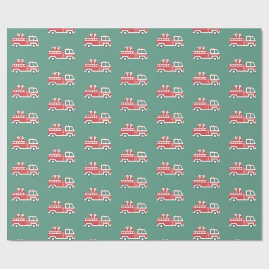 Santa und Mrs. Claus auf einem Weihnachts-Feuerwag Geschenkpapier (Flach)