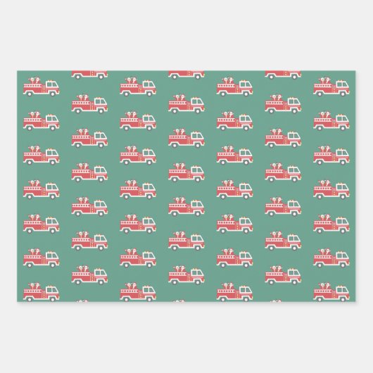 Santa und Mrs. Claus auf einem Weihnachts-Feuerwag Geschenkpapier Set (Vorderseite 2)