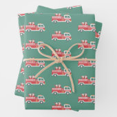 Santa und Mrs. Claus auf einem Weihnachts-Feuerwag Geschenkpapier Set (Beispiel)