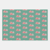 Santa und Mrs. Claus auf einem Weihnachts-Feuerwag Geschenkpapier Set (Vorderseite)