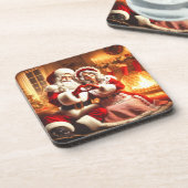 Santa und Mrs Claus Getränkeuntersetzer (Linke Seite)
