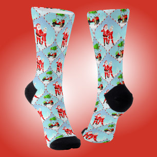 Santa und Mrs. Claus Golfen Ogee Muster Socken