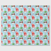 Santa und Mrs. Claus Golfing Ogee Pattern Geschenkpapier (Flach)