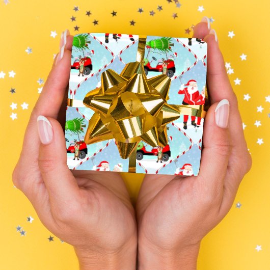 Santa und Mrs. Claus Golfing Ogee Pattern Geschenkpapier Set