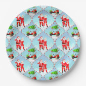 Santa und Mrs. Claus Golfing Ogee Pattern Pappteller (Vorderseite)