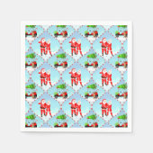 Santa und Mrs. Claus Golfing Ogee Pattern Serviette (Vorderseite)