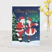 Santa und Mrs. Claus tanzen - Fun Card Karte (Gelbe Blume)