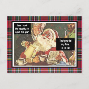 Santa und Mrs. Claus Ungezogene Vintage Lustige Ka Postkarte