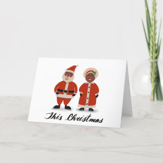 Santa und Ms. Claus Weihnachtskarte Black Santa Feiertagskarte
