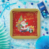 Santa und Penquin Lieferung präsentiert Party Tell Pappteller (Party)